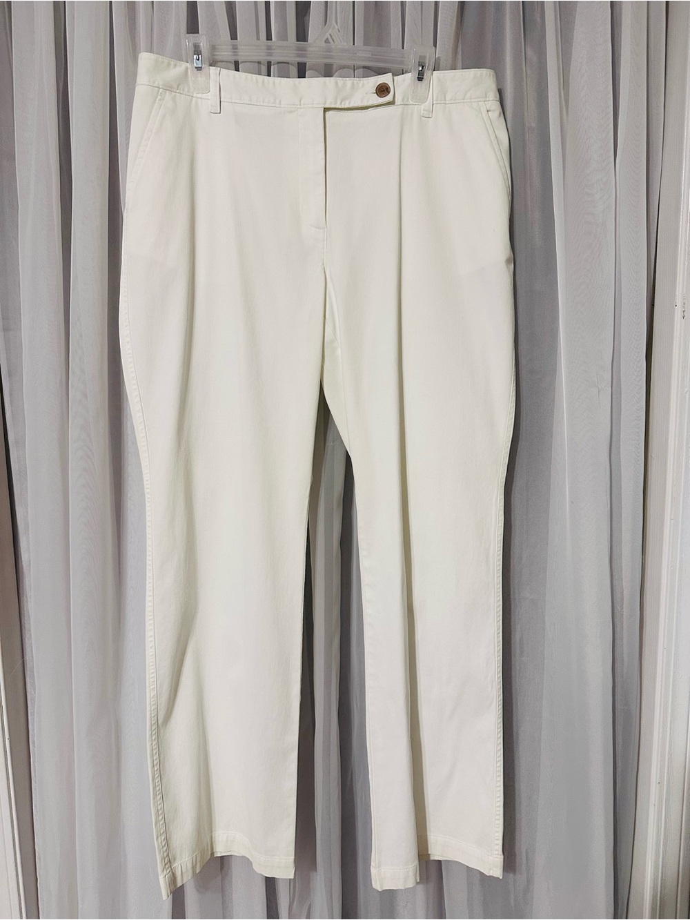 Lands' End White Straight-Leg Chinos Size 14